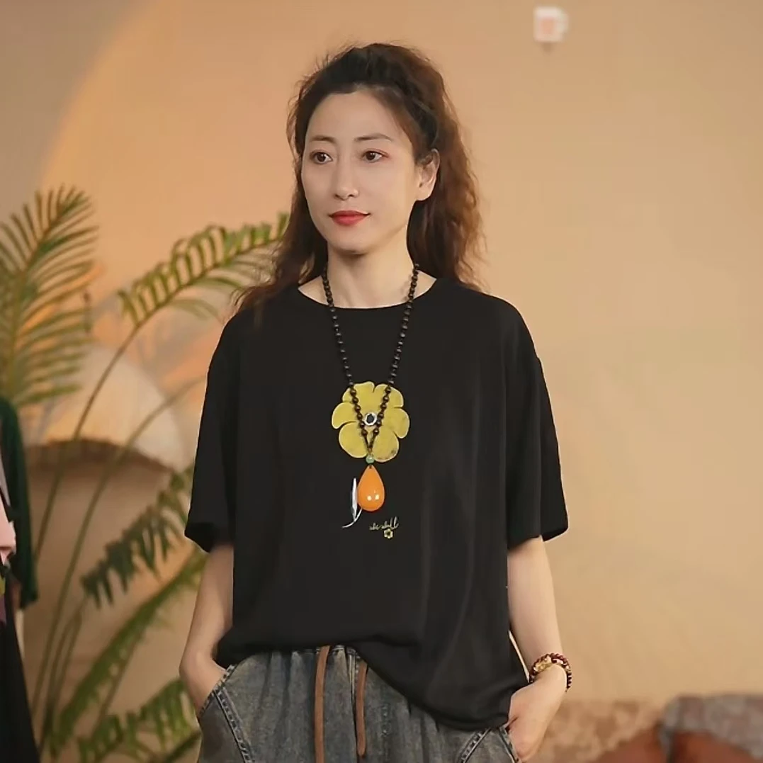 1205太阳花夏季圆领短袖百搭简约休闲