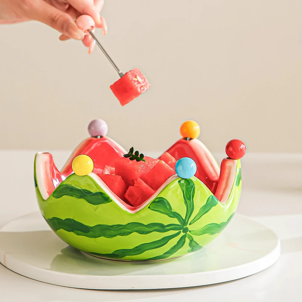 ANNA水果叉子家用创意可爱水果签套装家用客厅高级感甜品西瓜果叉