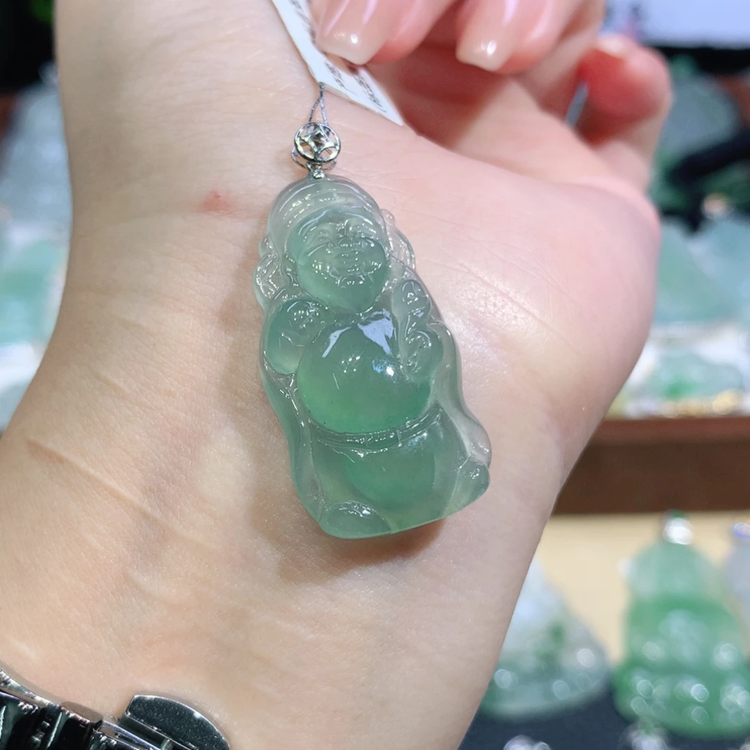 翡翠18K金镶嵌吊坠(不含链)