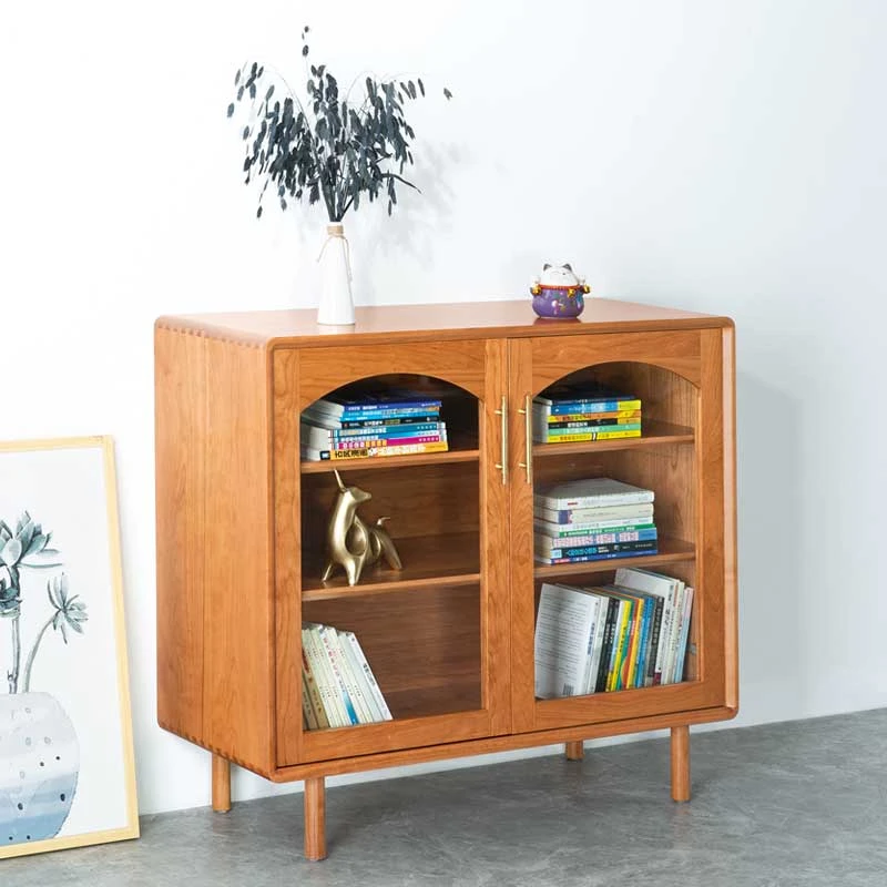 北美红樱桃木玄关柜收纳柜餐边柜玻璃展示柜80/90/100