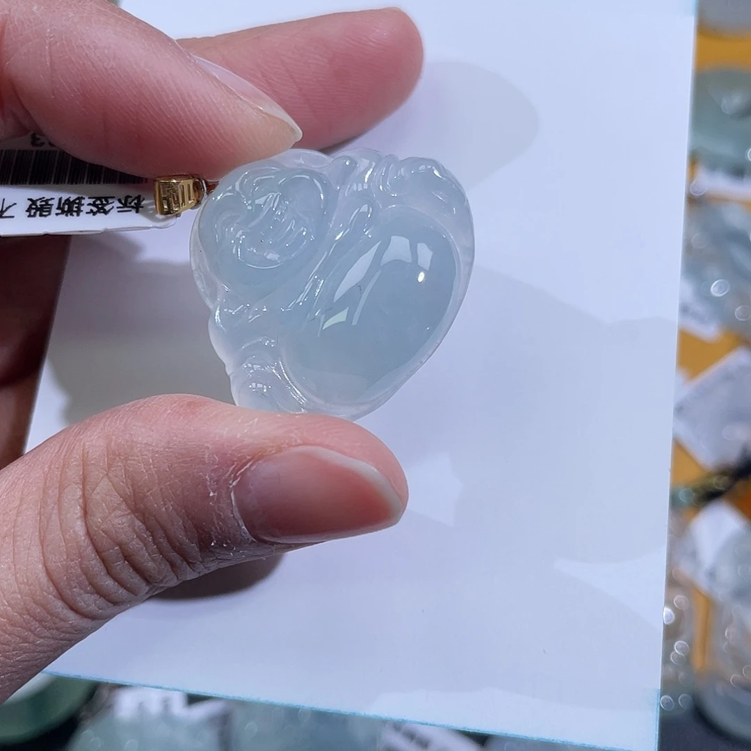 翡翠18K金镶嵌挂件佛公