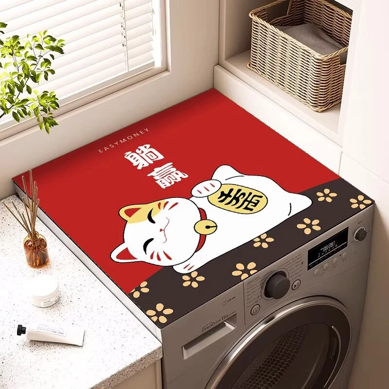 招财猫正方形真硅藻泥地垫入户地毯麻将桌垫家用可裁剪地毯