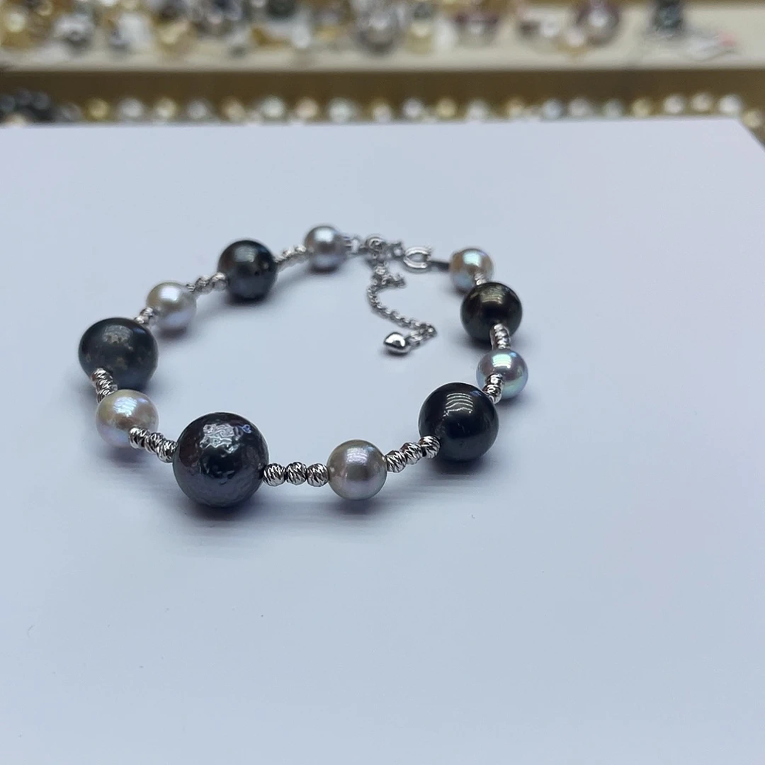 海水珍珠银S925镶嵌手绳