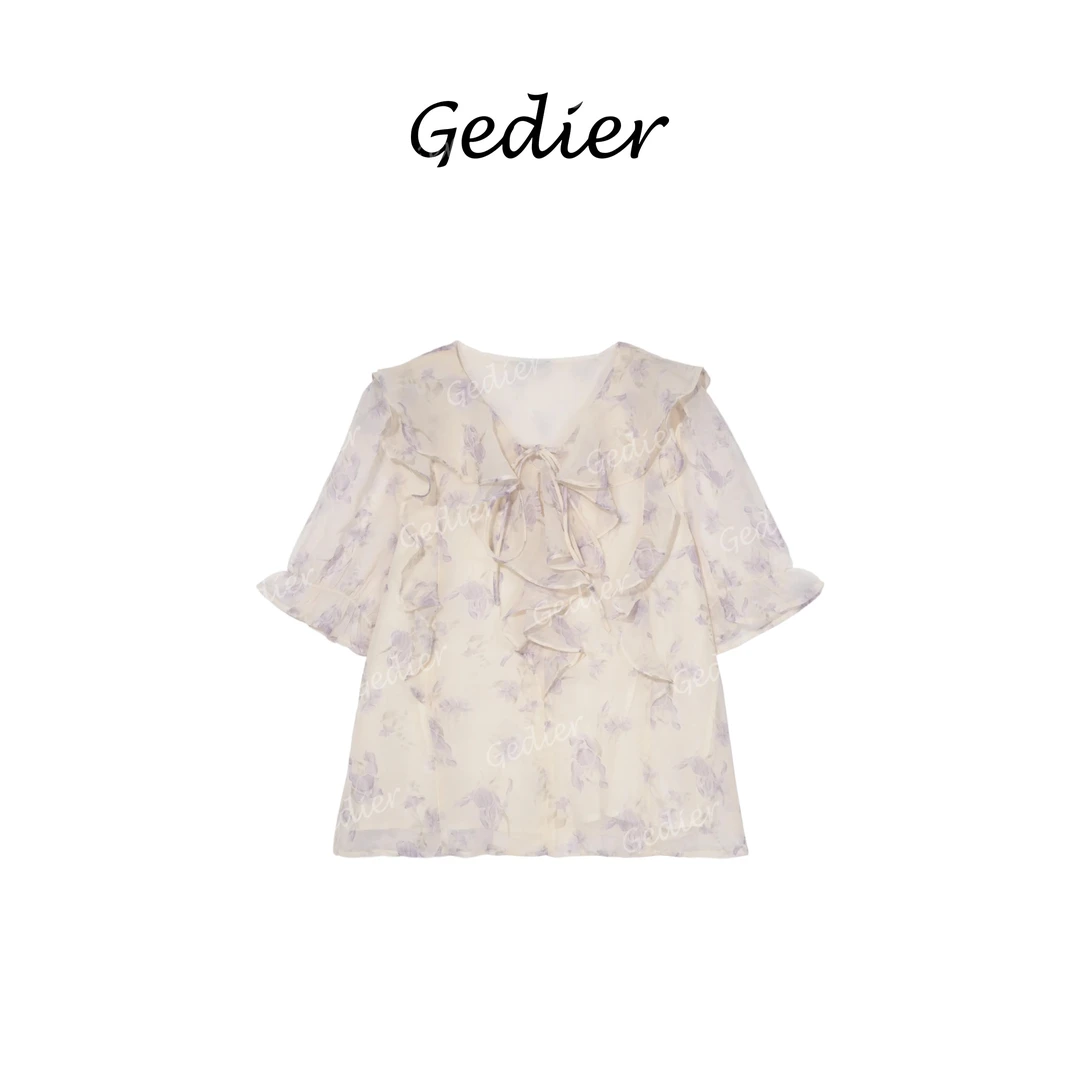 【歌蒂尔】“春日来信” 2025春款欧若风碎花V领上衣 CG520156Y