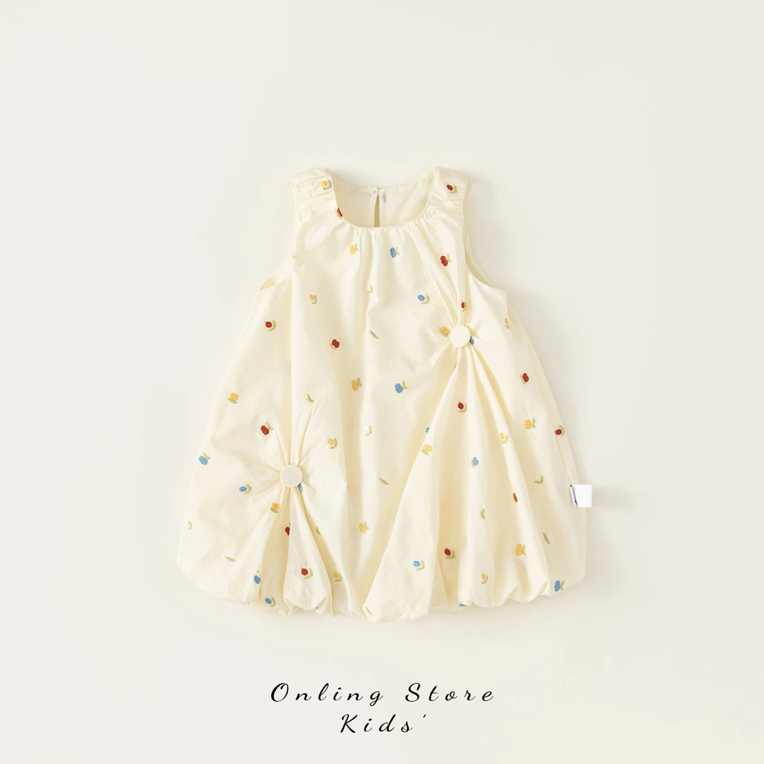 6Y159女童连衣裙夏装新款宝宝公主裙儿童裙子无袖花苞裙夏天童装