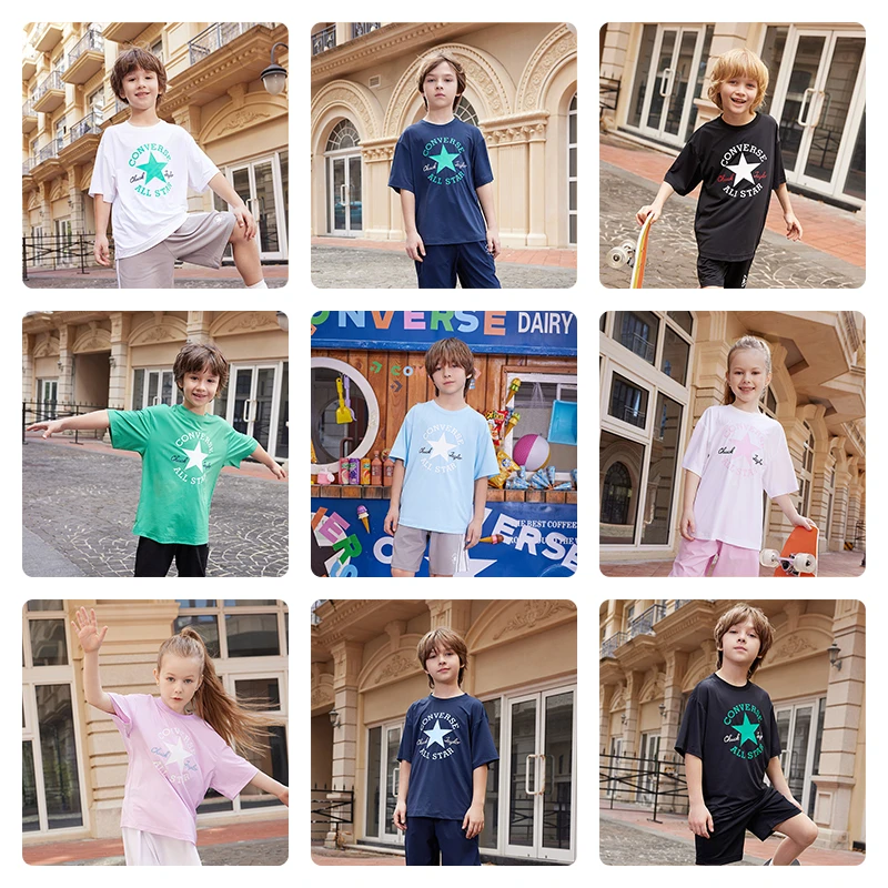 CONVERSE匡威夏季休闲时尚男童装圆领T恤速干短袖