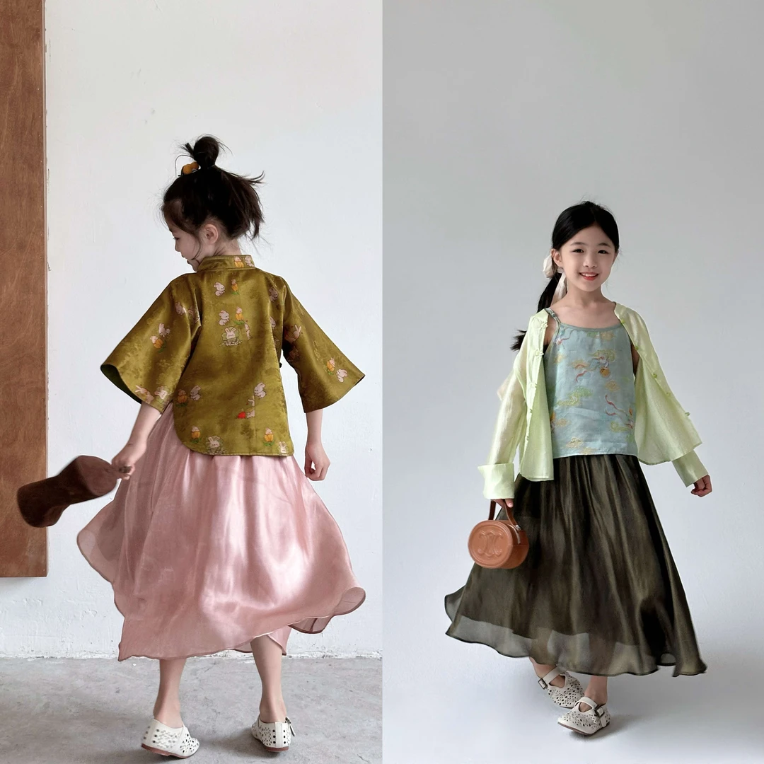 『人鱼姬升级版』小众新中式中长款鱼尾A字大摆半身裙伞裙 亲子