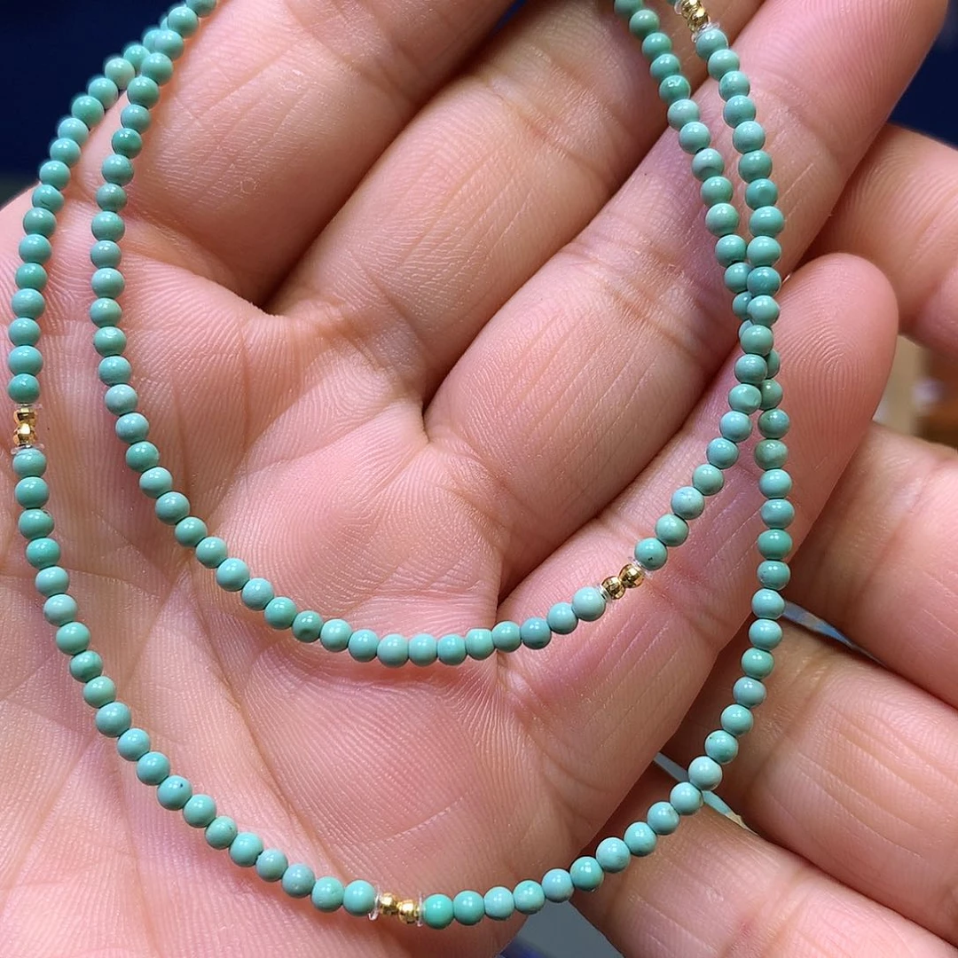 绿松石18K金镶嵌锁骨