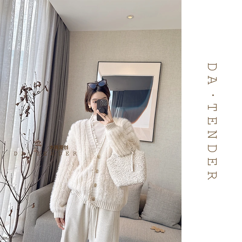 DA【清-冬款】留白诗毛衣开衫-32BK7