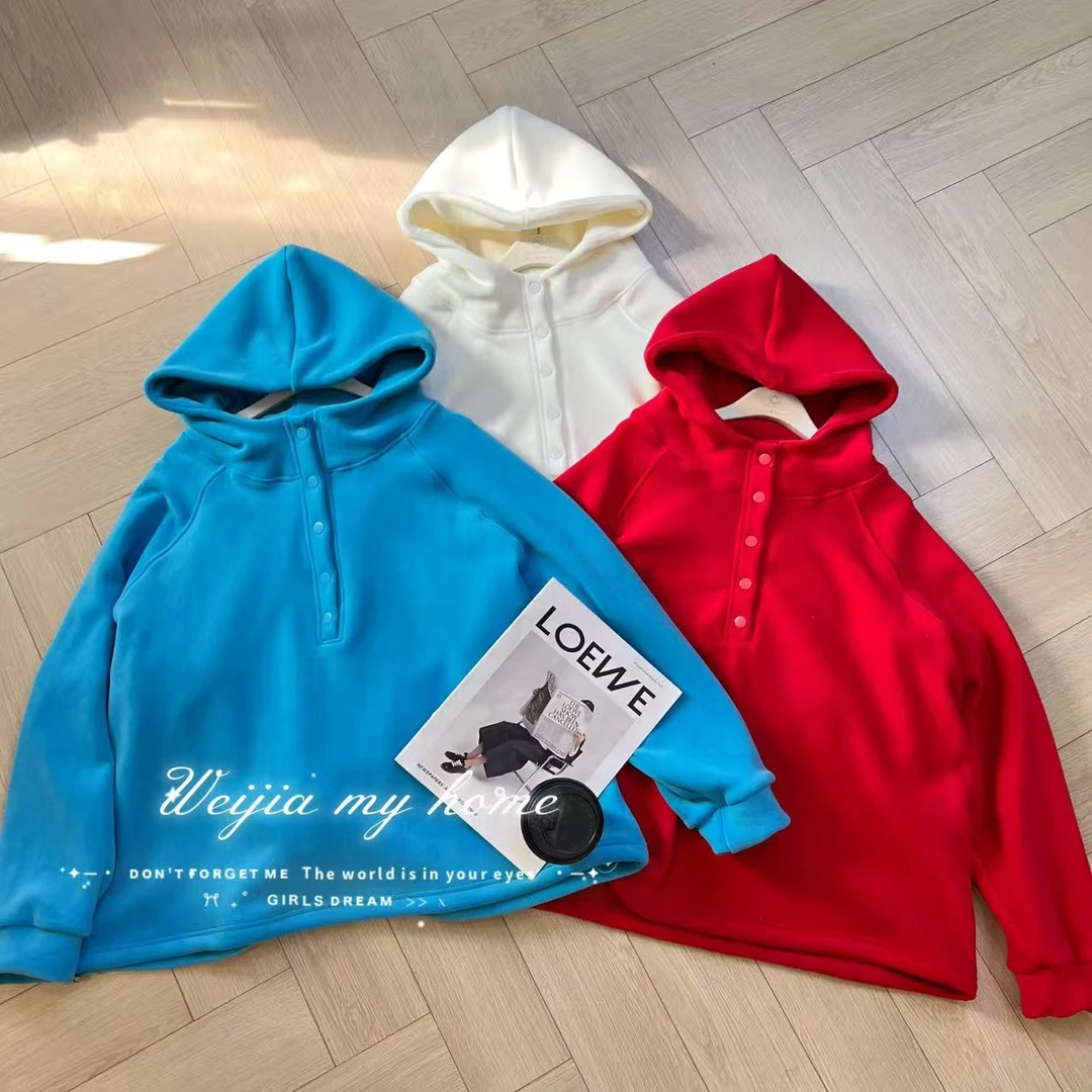 【WJ】秋款 2456 三色绒绒带帽卫衣（3-6）