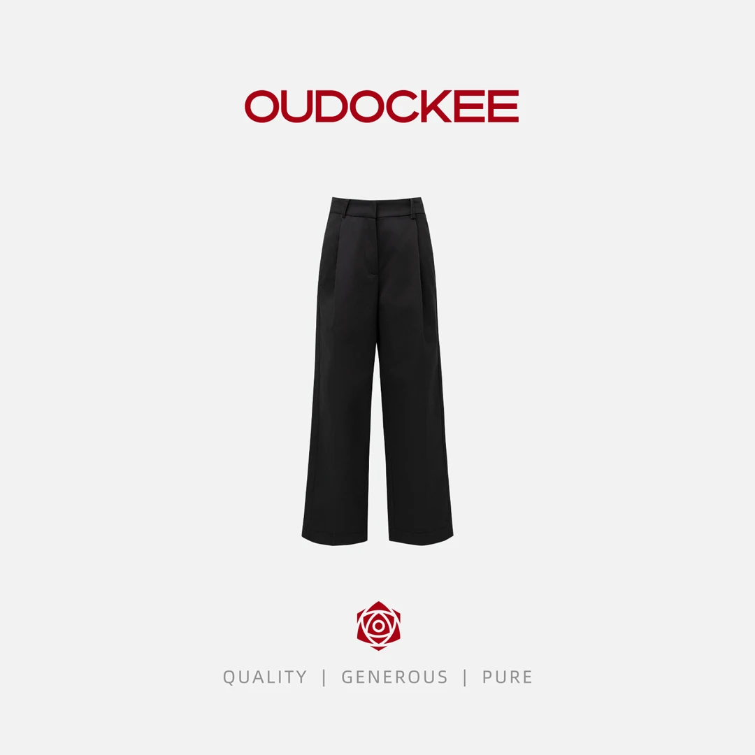 OUDOCKEE 鸥鸥【棉】通勤裤 黑色休闲裤直筒百搭 K2502T225T