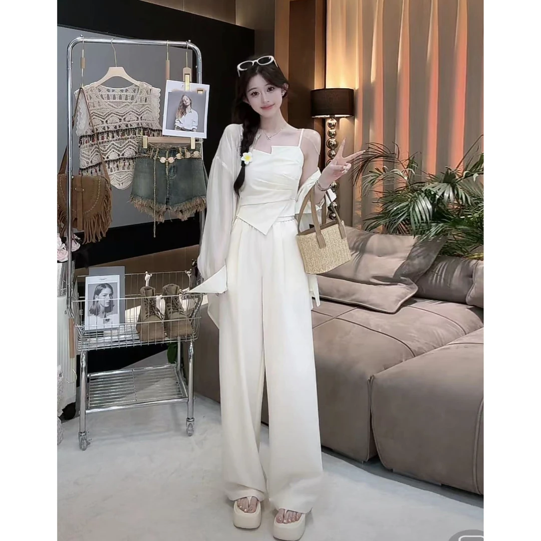 西恩严选●柠檬之夏C4TZ4887A吊带+裤子预莫奈花园风