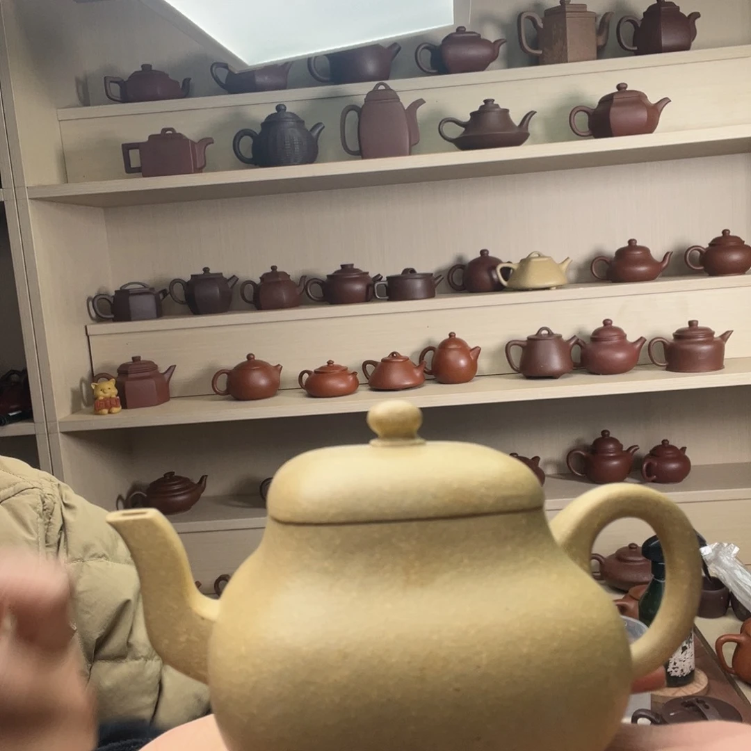 紫砂茶壶花*本绿泥混方君德壶