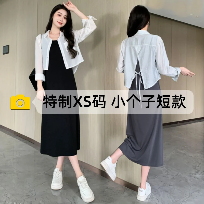 小个子无袖背心连衣裙女夏季薄款中长款内搭打底懒人裙子150显高