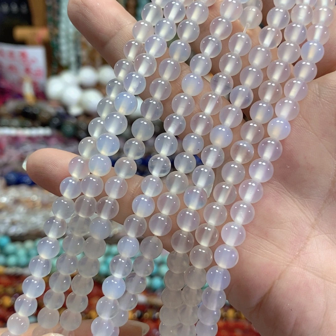 未镶嵌玛瑙/玉髓珠宝半成品荔枝冻玛瑙一条卡6mm