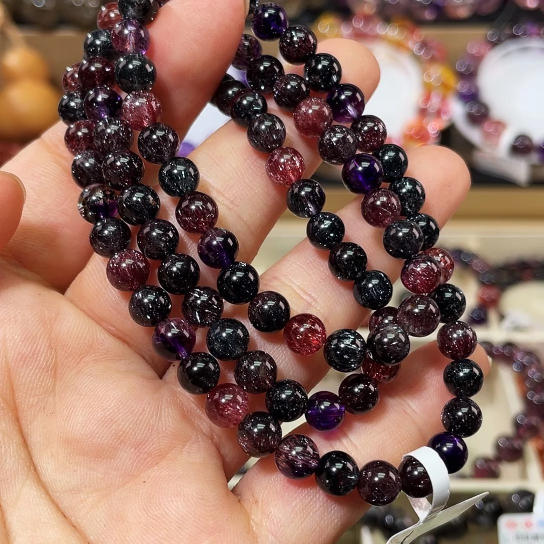 水晶手链未镶嵌黑加仑三圈6.3