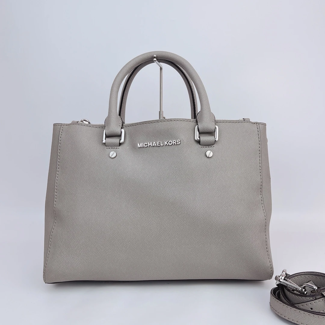 95新 MICHAEL KORS/迈克高仕 MK 灰色牛皮单肩包底长31 N309