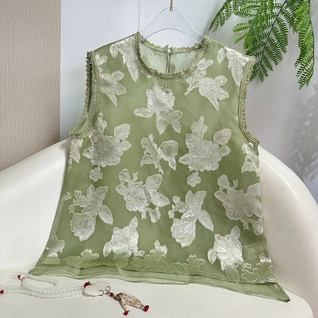 【SHANGLIU】HX123新中式国风真丝时尚气质马甲女装（813）