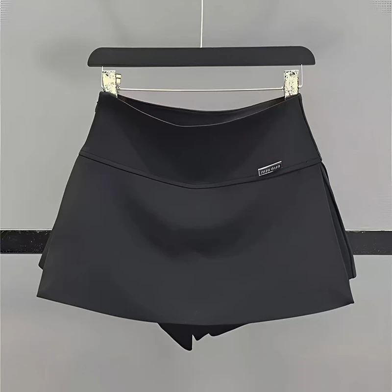 2025夏高腰显瘦辣妹单侧开叉设计灰色西装a字包臀半身裙裙裤