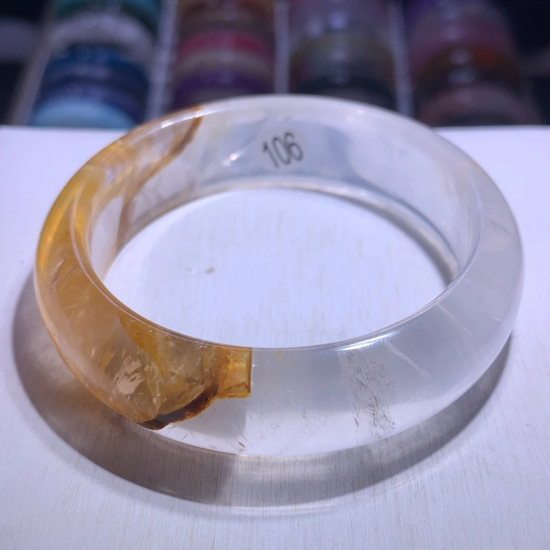 银S925镶嵌水晶手镯黄胶花58圈106