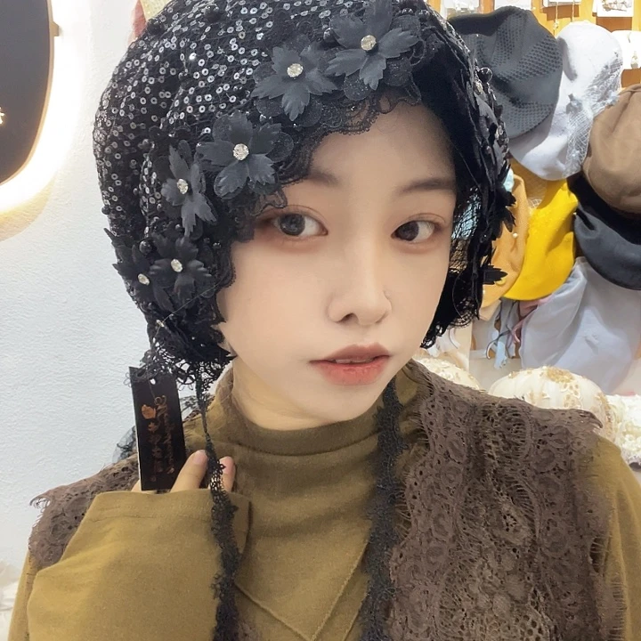 头层牛皮革黑色新款花环