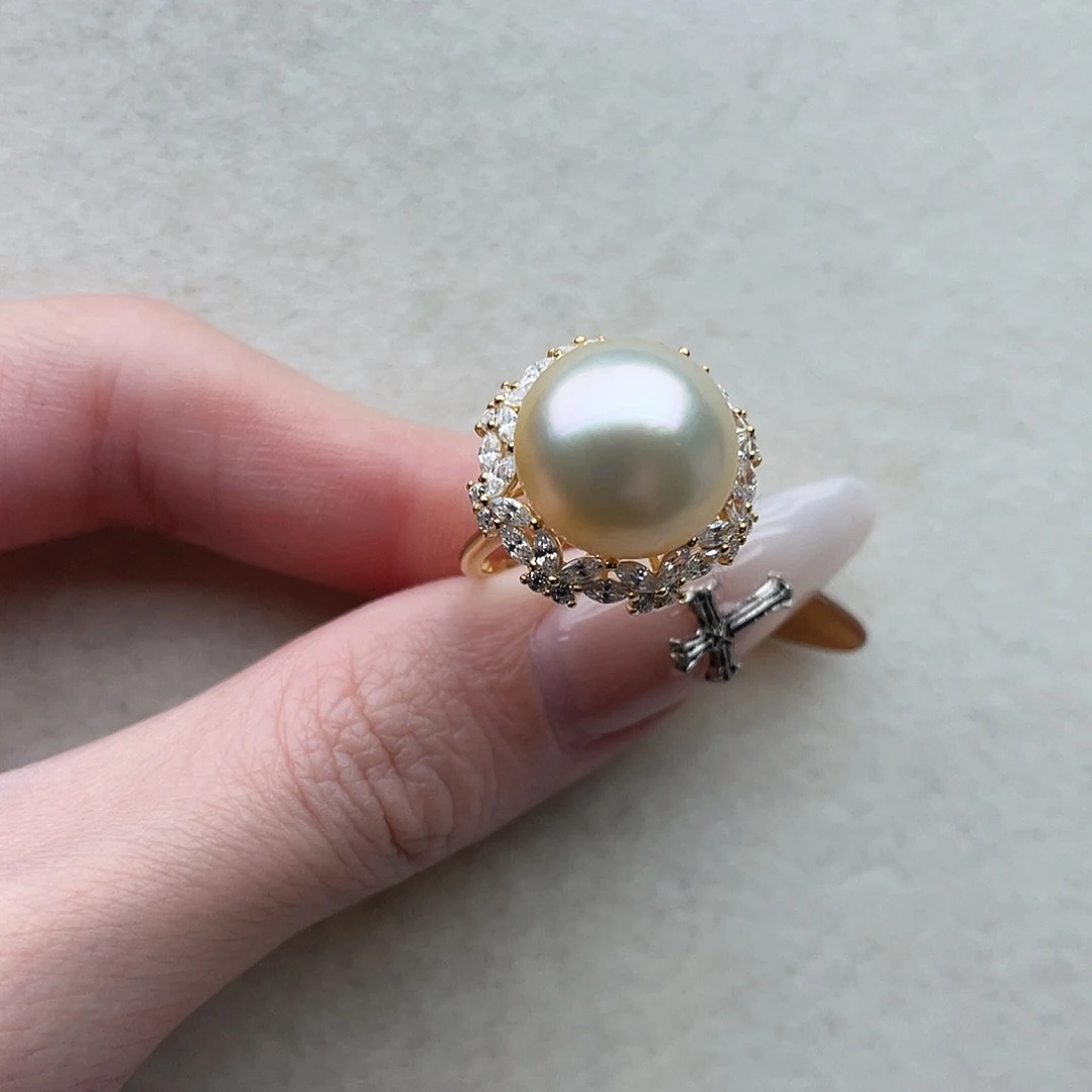 戒指108银S925镶嵌海水珍珠
