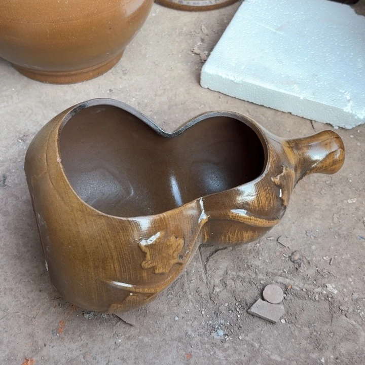 紫砂花盆微瑕无孔17/28/13