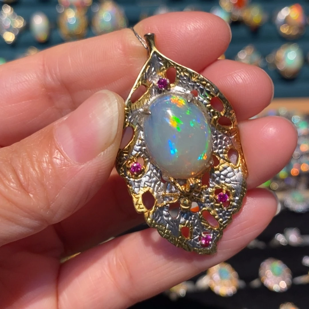 欧泊银S925镶嵌吊坠