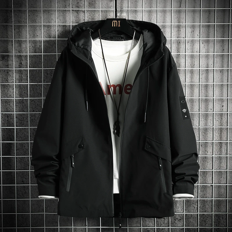 春秋季休闲男士男春秋韩版多袋机能夹克秋季运动连帽薄款潮流防风