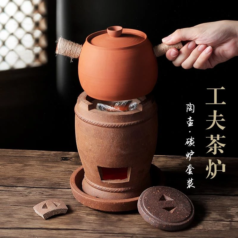 潮州风炉仔小炭炉碳炉泥炉打边煮茶陶土迷你砂锅老式户外火锅红泥