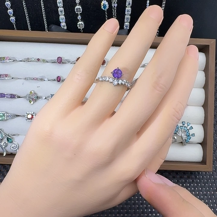 戒指银S925镶嵌紫晶