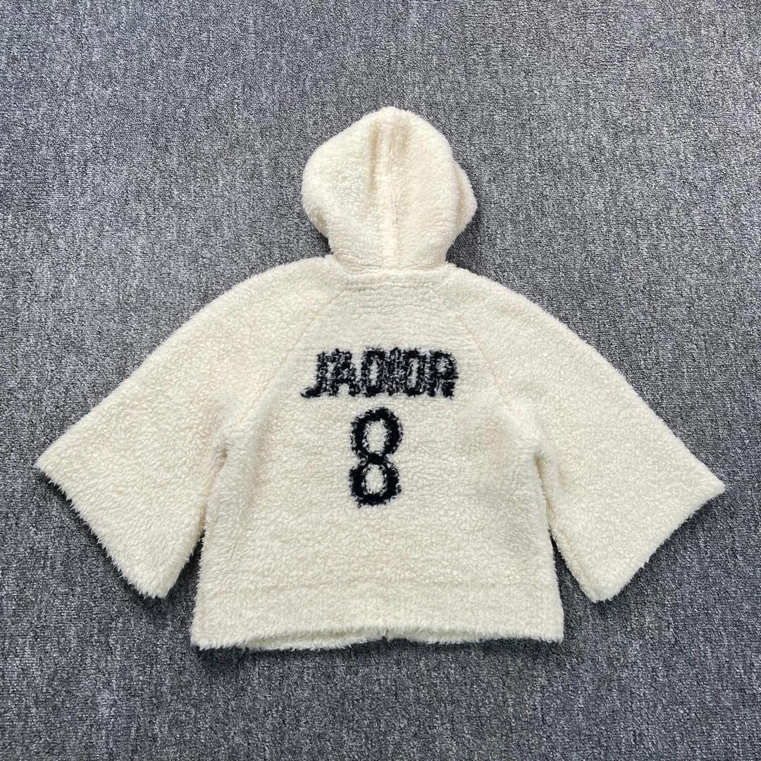 99新 DIOR/迪奥 52837米色logo印花连帽羊毛针织衫/38码/99新