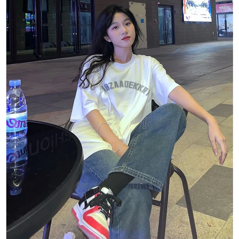 【纯棉】2023夏季新款设计感纯棉短袖T恤上衣百搭印花字母潮