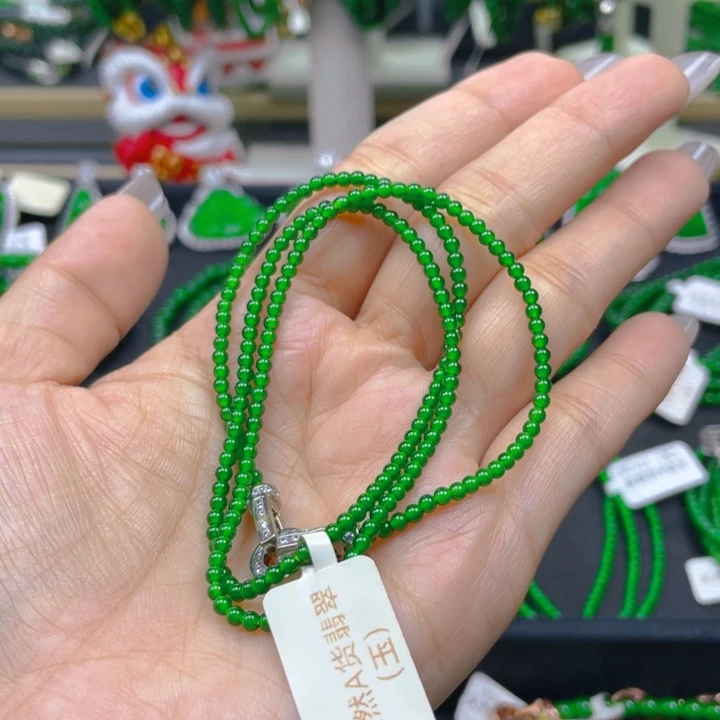 星***…颈饰未镶嵌翡翠圆珠项链2.5