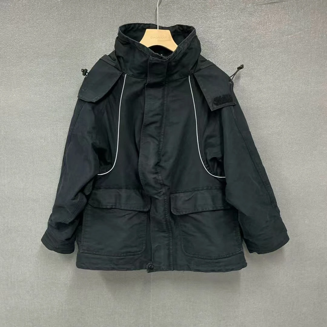 99新 Balenciaga/巴黎世家 领口刺绣水洗做旧夹克外套34码