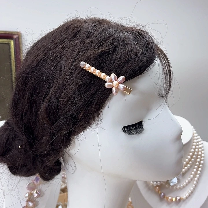 淡水珍珠发饰银S925镶嵌