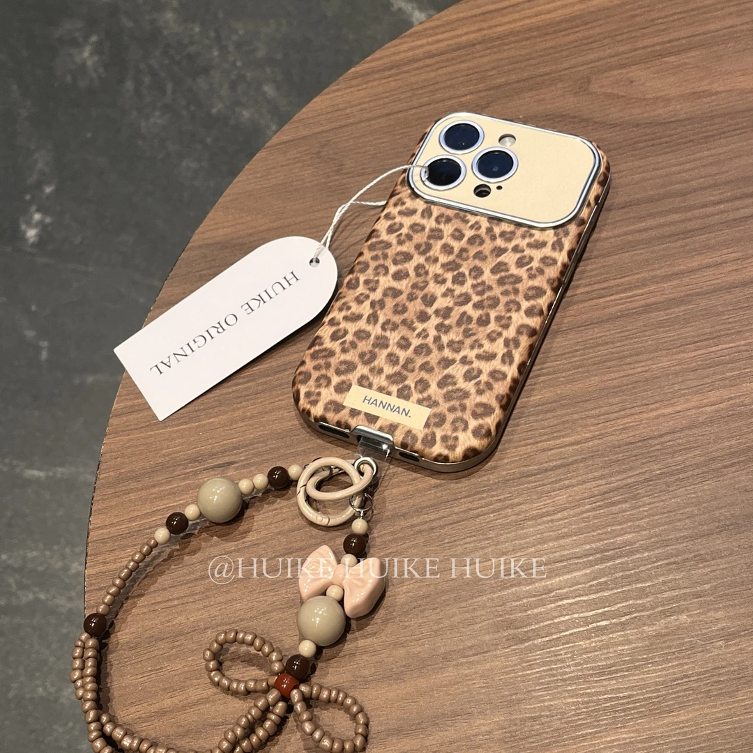 大视窗豹纹手提适用17苹果16手机壳iphone15全包14软皮质13promax