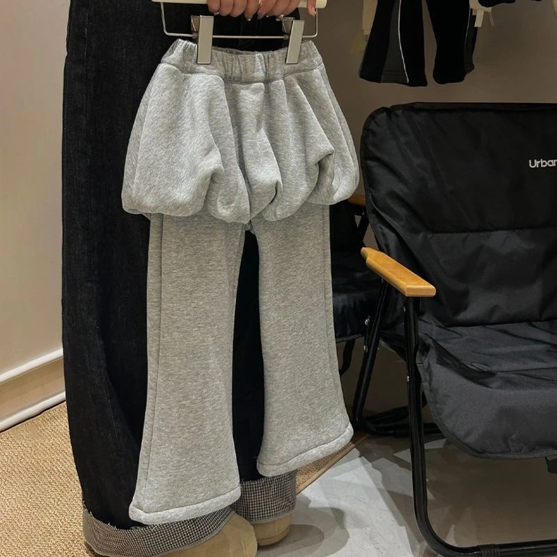 女童秋冬季加绒加厚打底裤2025新款女宝时髦假两件裙裤中小童长裤