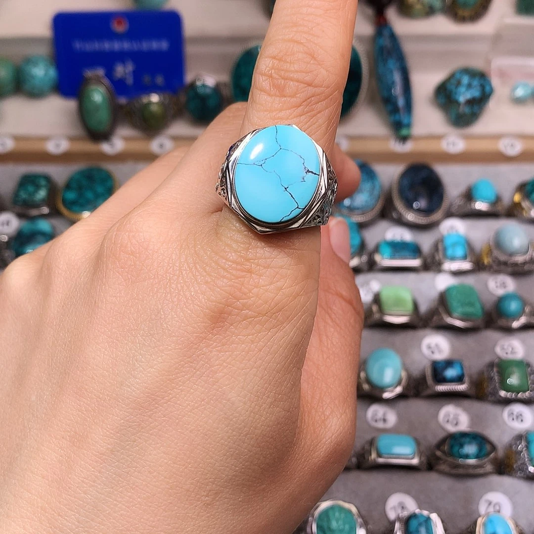 绿松石挂件银S925镶嵌