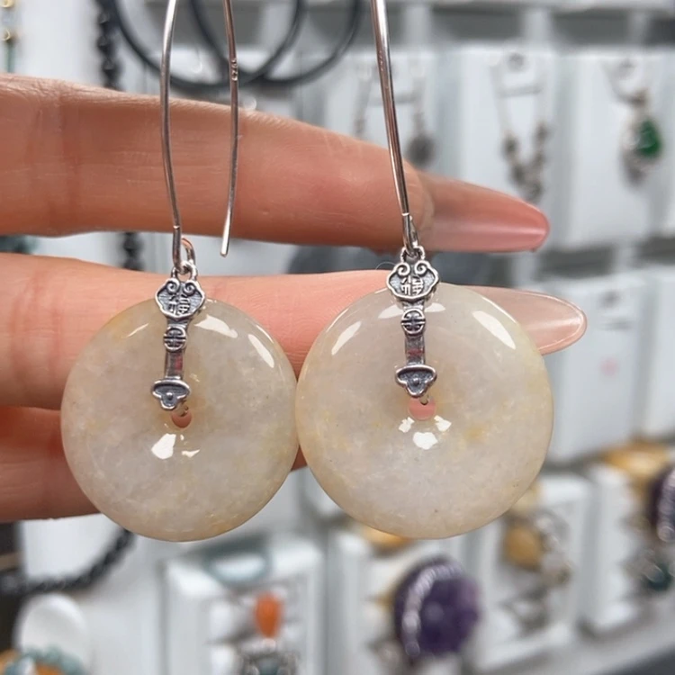 【闪购商品】翡翠耳饰银S925镶嵌优化