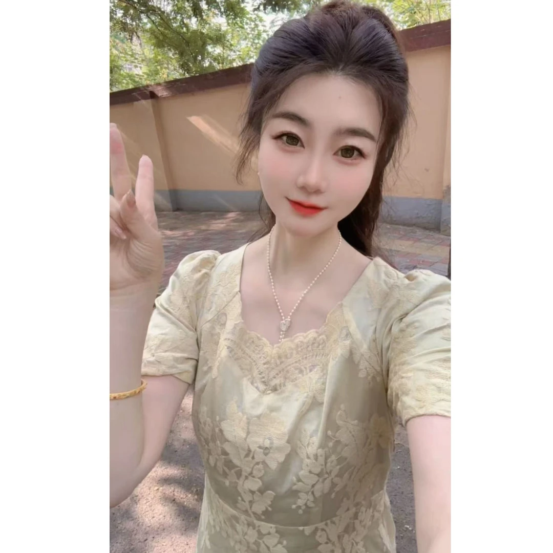 『枝叶千金U』设计显瘦百搭时尚连衣裙5518