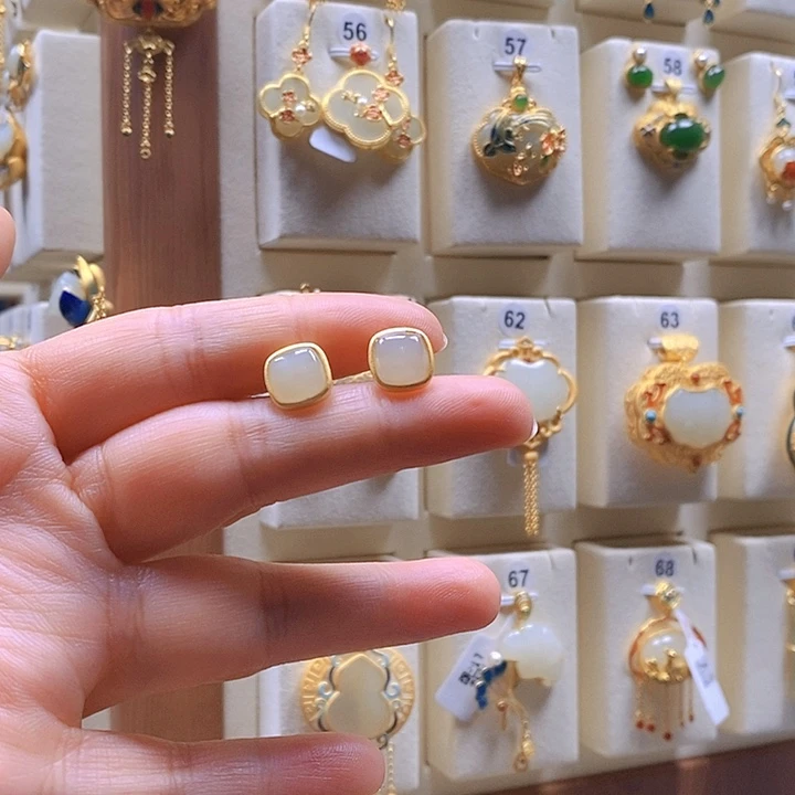 和田玉颈饰银S925镶嵌