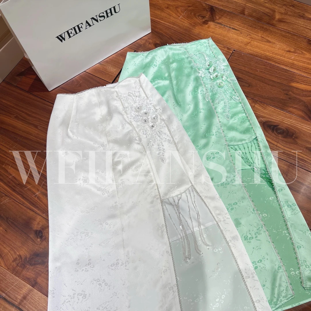 WEIFANSHU/魏凡舒【华流美人】春夏新款国风流苏气质优雅高腰半裙