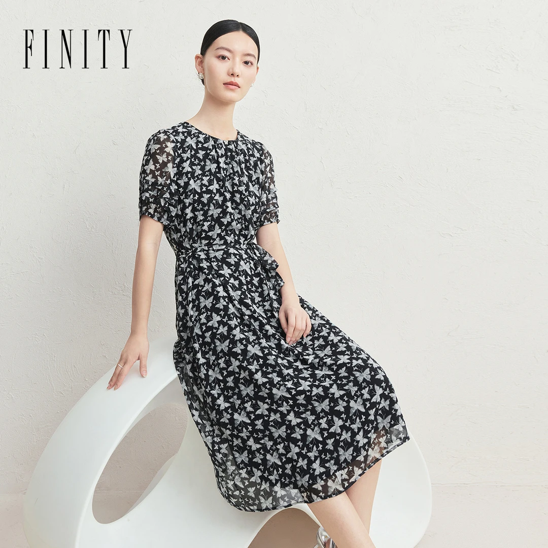 【籽言专属】FINITY 新款复古法式收腰雅致碎花裙 F21Y3D01L3