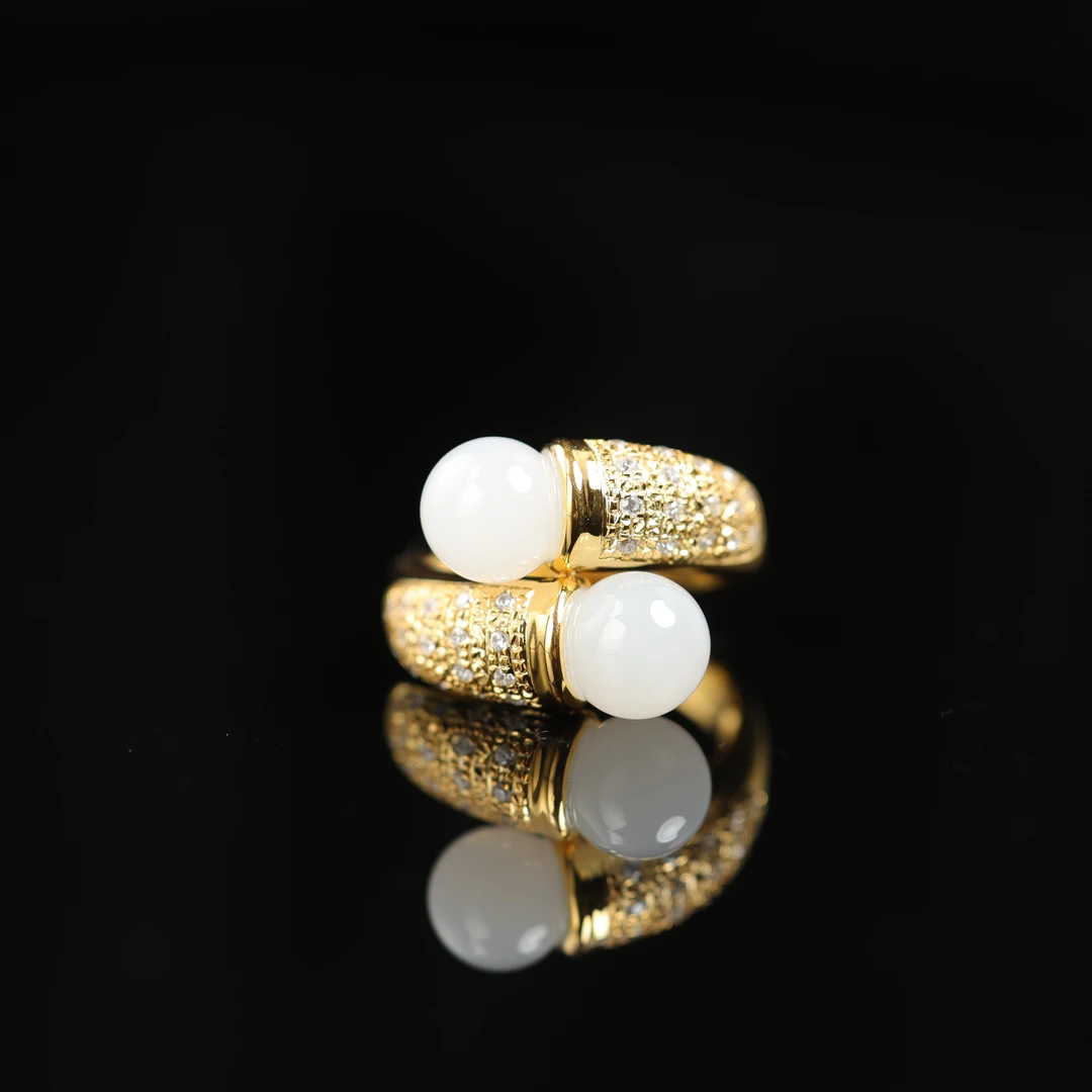 本真 | "佑白"原创设计精品和田玉顶俄白玉8mm银饰戒指