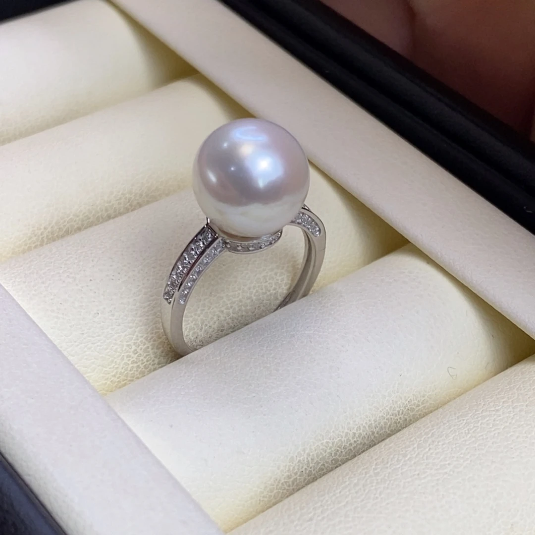 盘****戒指银S925镶嵌淡水珍珠特价微瑕