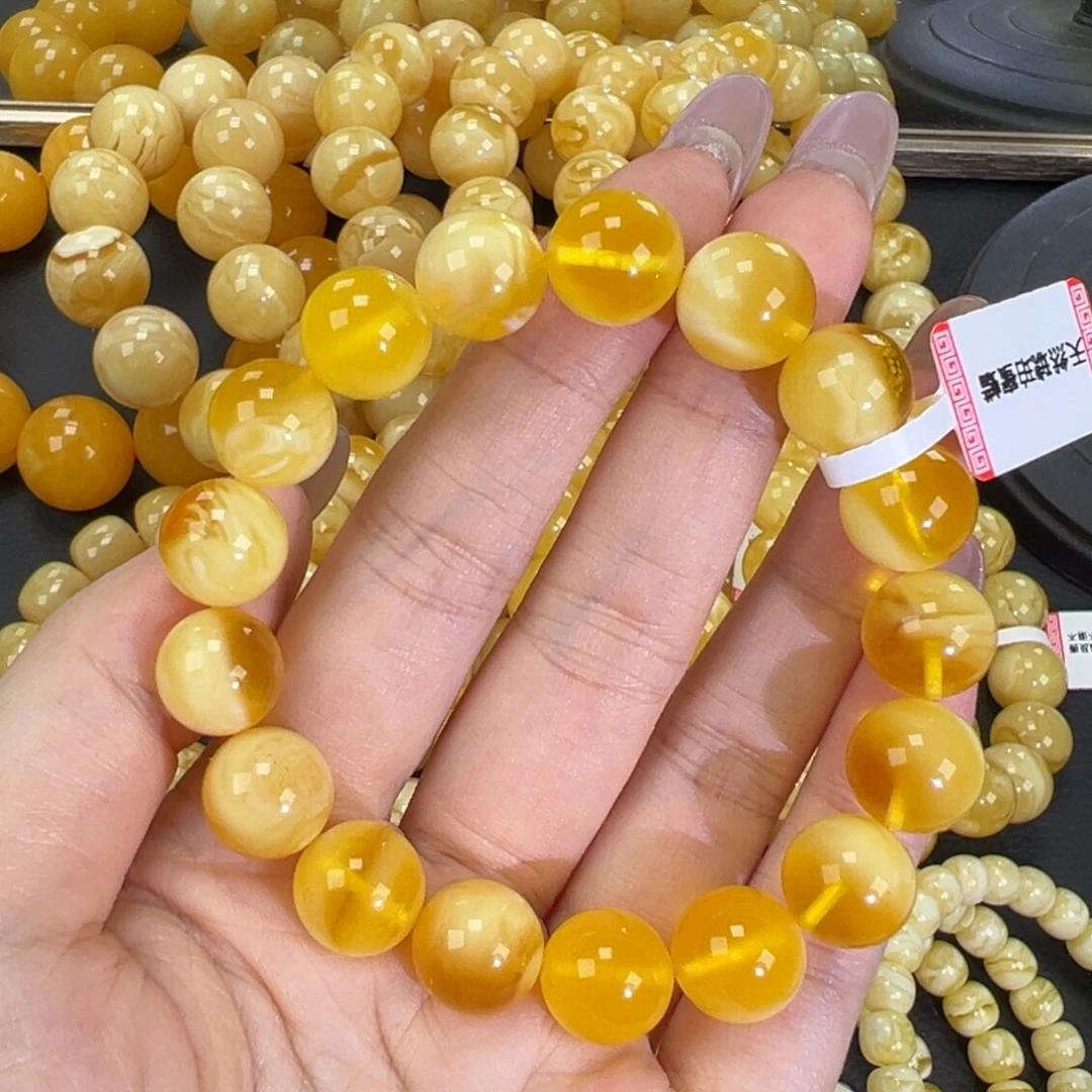 琥珀未镶嵌手链17.7金白