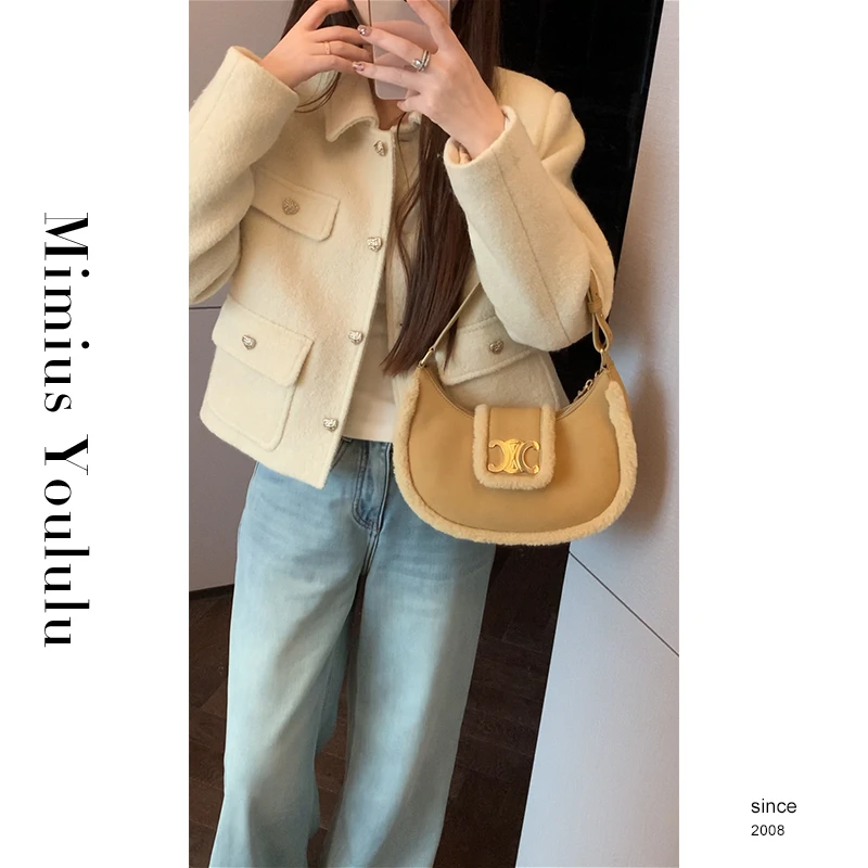 【mimius】七七 奶乎乎小翻领保暖小香鹅绒外套 F10234