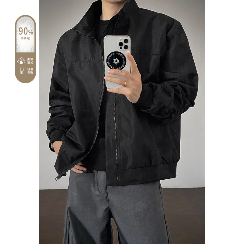 冬季羽绒服男2025新款美式复古潮流大码宽松飞行员立领夹克外套