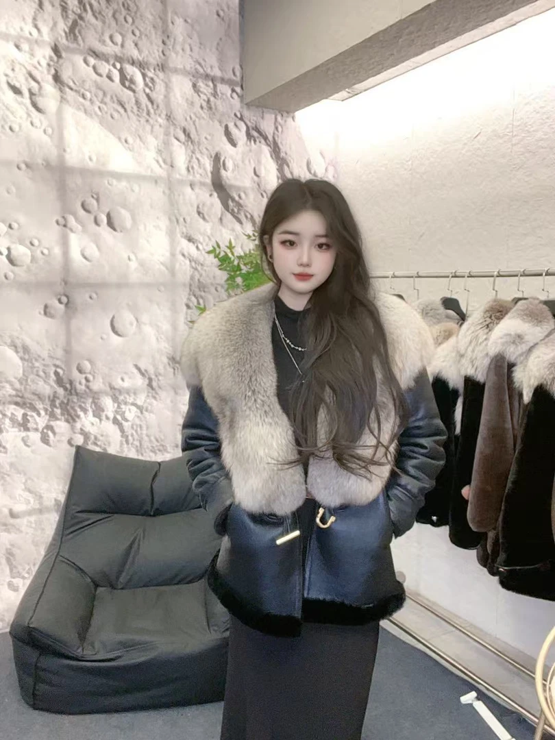 [CC FUR]"2299"设计师新款皮毛一体拼狐狸毛